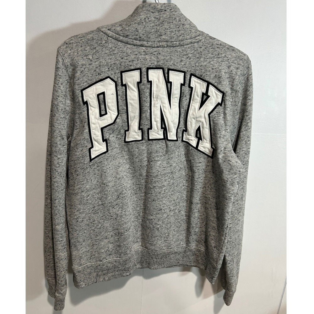PINK Victoria's Secret Pullover Large Grey Quarter Zip Sweatshirt Athleisure